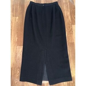 Vintage Black 100% Wool Maxi Skirt High Waisted Lined Back Vent Size 6 RN 50610